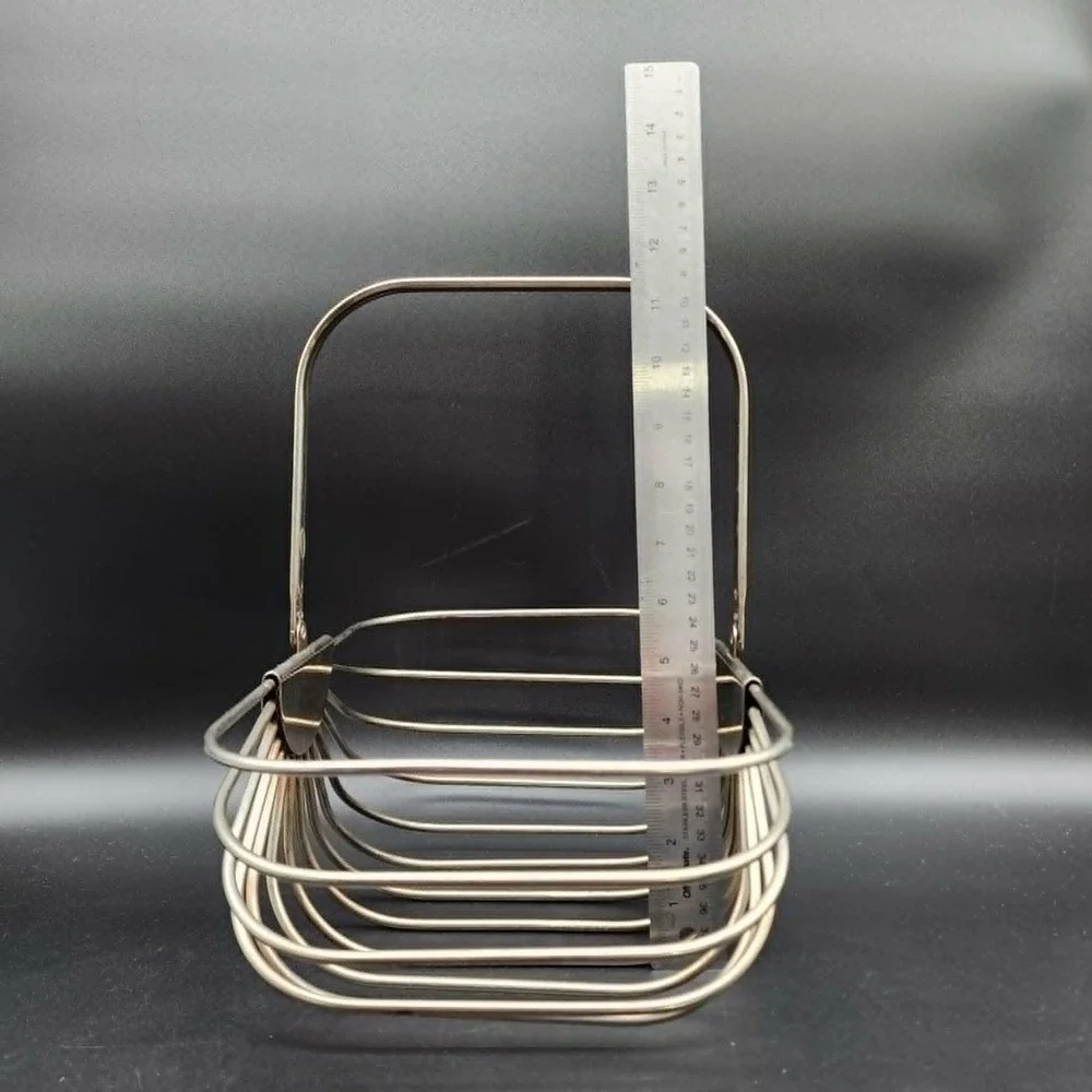 Unbranded‎ Vintage Wire Folding Fruit Basket Silver Chrome Metal Decor